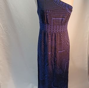 BCBG Max Azaria Black & Blue one Shoulder Dress